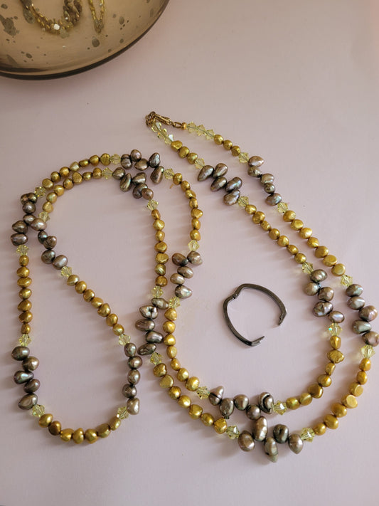 Absinthe and Taupe Pearl Necklace